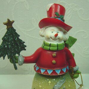 Snowman figurine with red top hat--4 3/4" tall